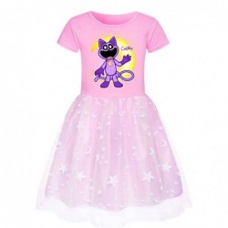 Size is 2T-3T(100cm) Smiling Critters Short Sleeves Tulle Mesh Dress for girls birthday 1 pieces summer dress