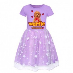 Size is 2T-3T(100cm) waffle the wonder dog Short Sleeves 1 pieces summer dress Tulle Mesh Dress