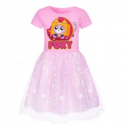 Size is 2T-3T(100cm) LANKY BOX Short Sleeves Tulle Mesh Dress for girls birthday gift 1 pieces summer dress