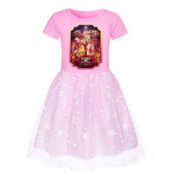 Size is 2T-3T(100cm) Hazbin Hotel Short Sleeves Tulle Mesh Dress for girls birthday gift 1 pieces summer dress