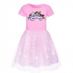 Size is 2T-3T(100cm) Smiling Critters Short Sleeves Tulle Mesh Dress for girls birthday gift 1 pieces summer dress