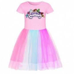 Size is 2T-3T(100cm) Smiling Critters 1 pieces Summer dress for girls Short Sleeves Rainbow Dress for girls birthday
