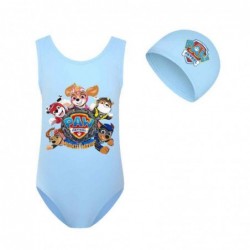 Size is 2T-3T(100cm) PAW dog swimsuit 1 Piece cute Swimsuit For girls High Waisted Swimsuit with cap