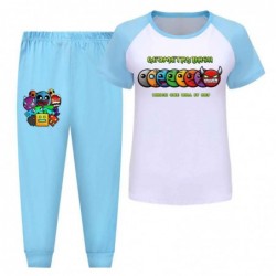 Size is 2T-3T(100cm) Geometry Dash Pajama Set for kids Short Sleeve Top and Pants Pajama Set purple