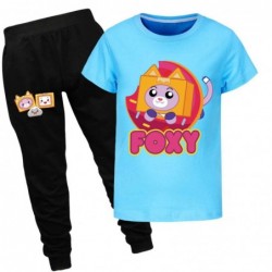Size is 2T-3T(100cm) LANKY BOX Short Sleeve T-shirt Top and black Pants Set Summer Outfits for kids