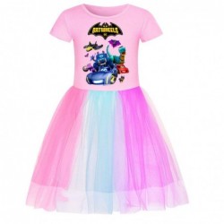 Size is 2T-3T(100cm) Batwheels 1 pieces Summer dress Short Sleeves Rainbow Dress for girls birthday