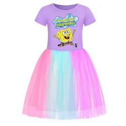 Size is 2T-3T(100cm) SpongeBob SquarePants 1 pieces Summer dress Short Sleeves Rainbow Dress for girls