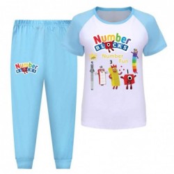 Size is 2T-3T(100cm) Number blocks Pajama Set for girls kids Short Sleeve Top and Pants Pajama Set