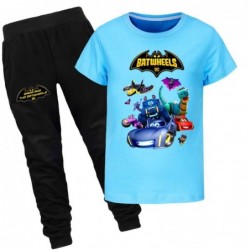 Size is 2T-3T(100cm) boys Batwheels Short Sleeve T-shirt Top and black Pants Set Summer Outfits for kids