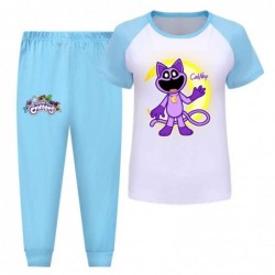 Size is 2T-3T(100cm) Smiling Critters Pajama Set for kids Short Sleeve Top and Pants Pajama Set blue