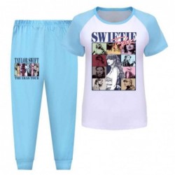 Size is 2T-3T(100cm) swiftle Pajama Set for kids Short Sleeve Top and Pants Pajama Set blue
