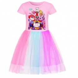 Size is 2T-3T(100cm) The Amazing Digital Circus merch 1 pieces Short Sleeves dress Rainbow for girls