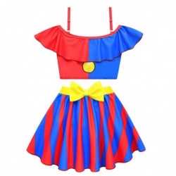 Size is 2T-3T(100cm) The Amazing Digital Circus 2 Piece Bow swimsuit For girls Ruffle Off Shoulder Bathing Suit