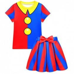 Size is 4T-5T(110cm) The Amazing Digital Circus Pomni T-Shirt Top And Short Skirt Set for girls With Bag