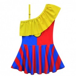 Size is 2T-3T(100cm) The Amazing Digital Circus Pomni 1 Piece swimsuit For girls Ruffle One Shoulder Bathing Suit
