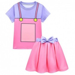 Size is 4T-5T(110cm) The Amazing Digital Circus Jax T-Shirt Top And Short Skirt Set for girls With Bag pink