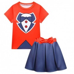 Size is 4T-5T(110cm) The Amazing Digital Circus Caine T-Shirt Top And Short Skirt Set for girls With Bag red