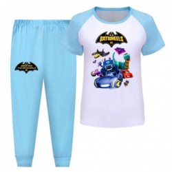 Size is 2T-3T(100cm) blue Batwheels Pajama Set for kids Short Sleeve Top and Pants Pajama Set
