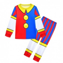 Size is 4T-5T(110cm) Pomni form The Amazing Digital Circus Long Sleeve Pajamas For kids 2 Pieces Costumes with mask