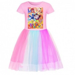 Size is 2T-3T(100cm) Digital Circus 1 pieces Summer dress Short Sleeves Rainbow Dress for girls birthday