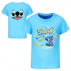 Size is 3T-4T(110cm) stitch blue Short Sleeves T-Shirt for kids Summer Outfits For girls