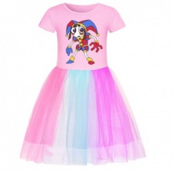 Size is 2T-3T(100cm) Digital Circus merch 1 pieces Short Sleeves Rainbow Dress for girls birthday summer dress