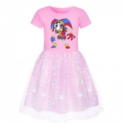 Size is 2T-3T(100cm) Digital Circus merch Short Sleeves Tulle Mesh Dress for girls birthday 1 pieces summer dress