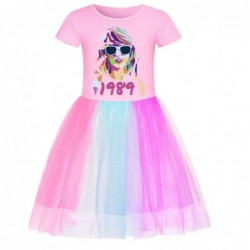 Size is 2T-3T(100cm) girls taylor swift 1989 1 pieces Short Sleeves Rainbow Dress for girls birthday summer dress