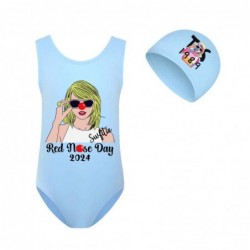 Size is 2T-3T(100cm) red nose day 2024 swimsuit For girls 1 Piece High Waisted Swimsuit