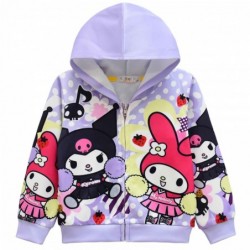 Size is 3T-4T(110cm) girls Kuromi Long Sleeve Zipper Front hoodie for kids Sweatshirts