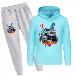 Size is 2T-3T(100cm) monster truck Long Sleeve hoodies Sets for kids Sweatshirts and gray Trousers