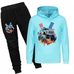 Size is 2T-3T(100cm) monster truck Long Sleeve hoodies Sets for boys kids Sweatshirts and black Trousers