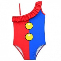 Size is 2T-3T(100cm) The Amazing Digital Circus Pomni 1 Piece swimsuit For girls uffle One Shoulder Swimsuit with cap