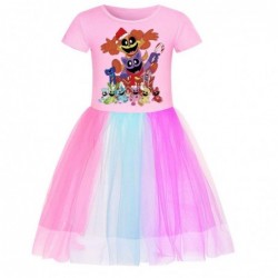 Size is 2T-3T(100cm) girls Smiling Critters Summer dress for girls Short Sleeves Rainbow Dress