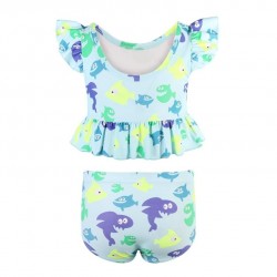 Size is 2T-3T Two Piece Swimsuit Girls Fish Print
