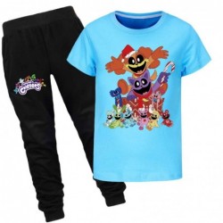 Size is 2T-3T(100cm) Smiling Critters Short Sleeve T-shirt Top and black Pants Set Summer Outfits for kids