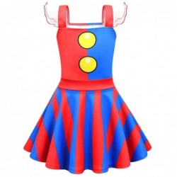 Size is 2T-3T(100cm) The Amazing Digital Circus Pomni Dress For Girls Flutter Sleeve Square Neck Summer Outfits