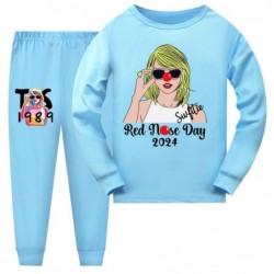 Size is 4T-5T(110cm) red nose day Long Sleeve 2 Pieces Pajamas For girls 2 Pieces Costumes