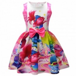 Size is 2T-3T(100cm) Trolls movie Sleeveless summer Dress For Girls Birthday Outfits A Line Summer Outfits