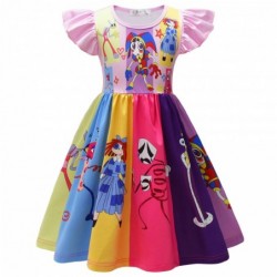Size is 2T-3T(100cm) The Amazing Digital Circus summer Dress For Girls A Line Flutter Sleeve Summer Outfits