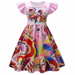 Size is 2T-3T(100cm) Girls The Amazing Digital Circus summer Dress A Line Flutter Sleeve Summer Outfits