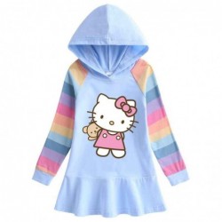 Size is 1.5T-2T(90cm) Hello Kitty rainbow Long Sleeve Hoodie dress For girls Spring Outfits