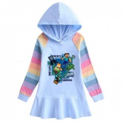 Size is 1.5T-2T(90cm) Minecraft rainbow Long Sleeve Hoodie dress For girls Spring dress