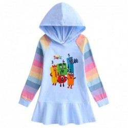 Size is 1.5T-2T(90cm) number blocks rainbow Long Sleeve Hoodie dress For girls Spring dress