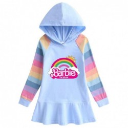 Size is 1.5T-2T(90cm) Barbie the movie rainbow Long Sleeve Hoodie dress For girls Spring dress