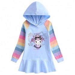 Size is 1.5T-2T(90cm) Kulomi rainbow Long Sleeve Hoodie dress For girls Spring Outfits