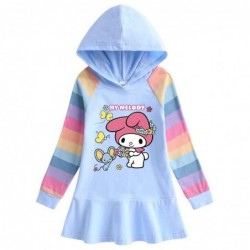 Size is 1.5T-2T(90cm) rainbow Long Sleeve my melody Hoodie dress For girls Spring Outfits