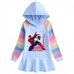 Size is 1.5T-2T(90cm) Girls' spider Man rainbow Long Sleeve Hoodie dress pink Spring dress For girls