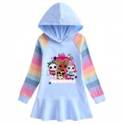 Size is 1.5T-2T(90cm) Lol Surprise Doll rainbow Long Sleeve Hoodie dress For girls blue Spring dress