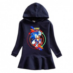 Size is 1.5T-2T(90cm) Sonic the Hedgehog rainbow Long Sleeve Hoodie dress For girls Spring dress